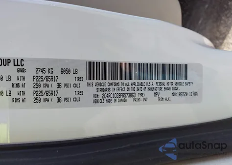 2015 Chrysler Town & Country Touring-L from USA, damaged, VIN 2C4RC1CG9FR573863